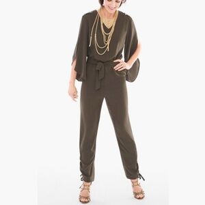 CHICO's Black Label Midnight Moss
Utility Jumpsuit Size 2.5 Color: Olive Green
